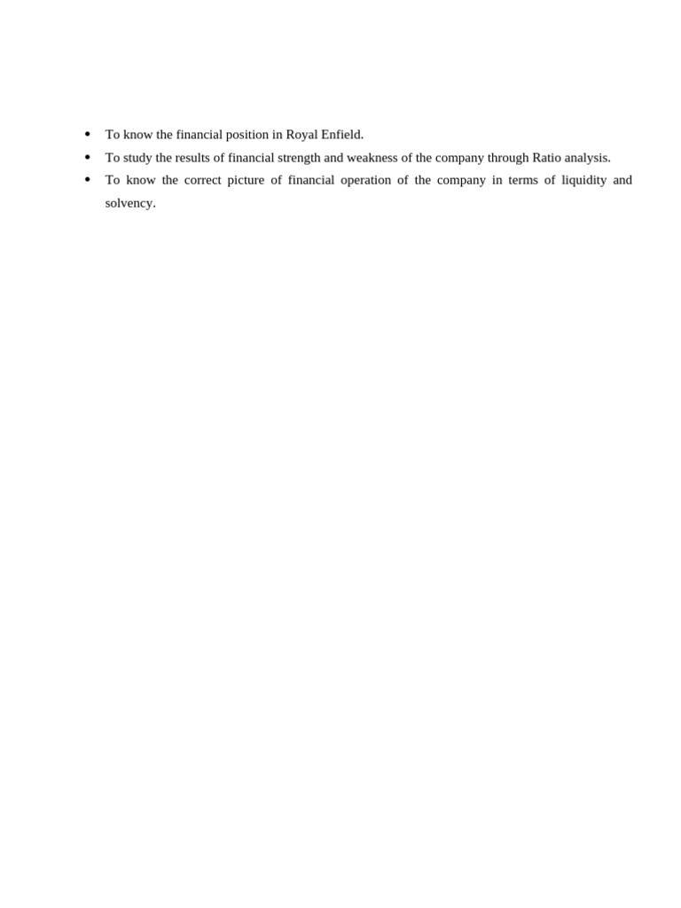 To Know the Financial Position of Royal Enfield | PDF