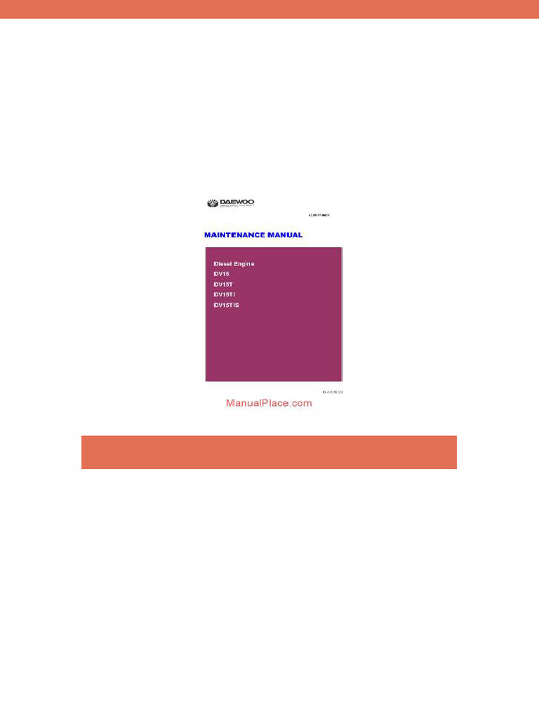 Doosan Engine Dv15 Tier II Maintenance Manual | PDF | Diesel Engine ...