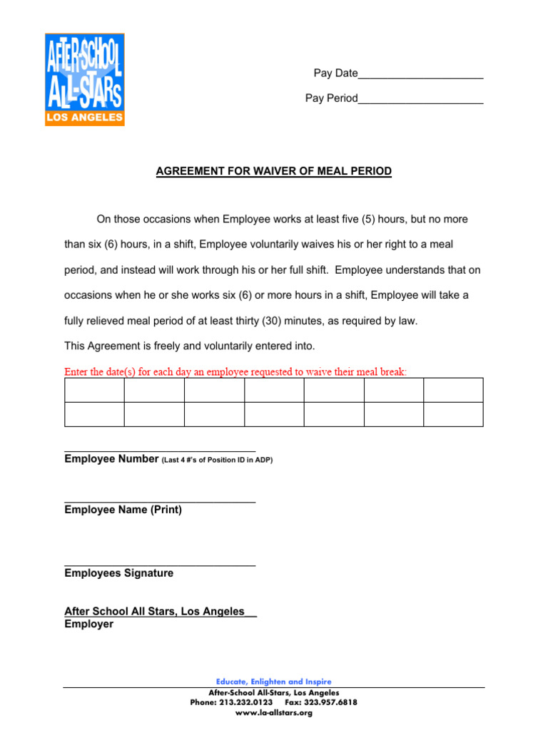 25-26 Meal Waiver Form | PDF