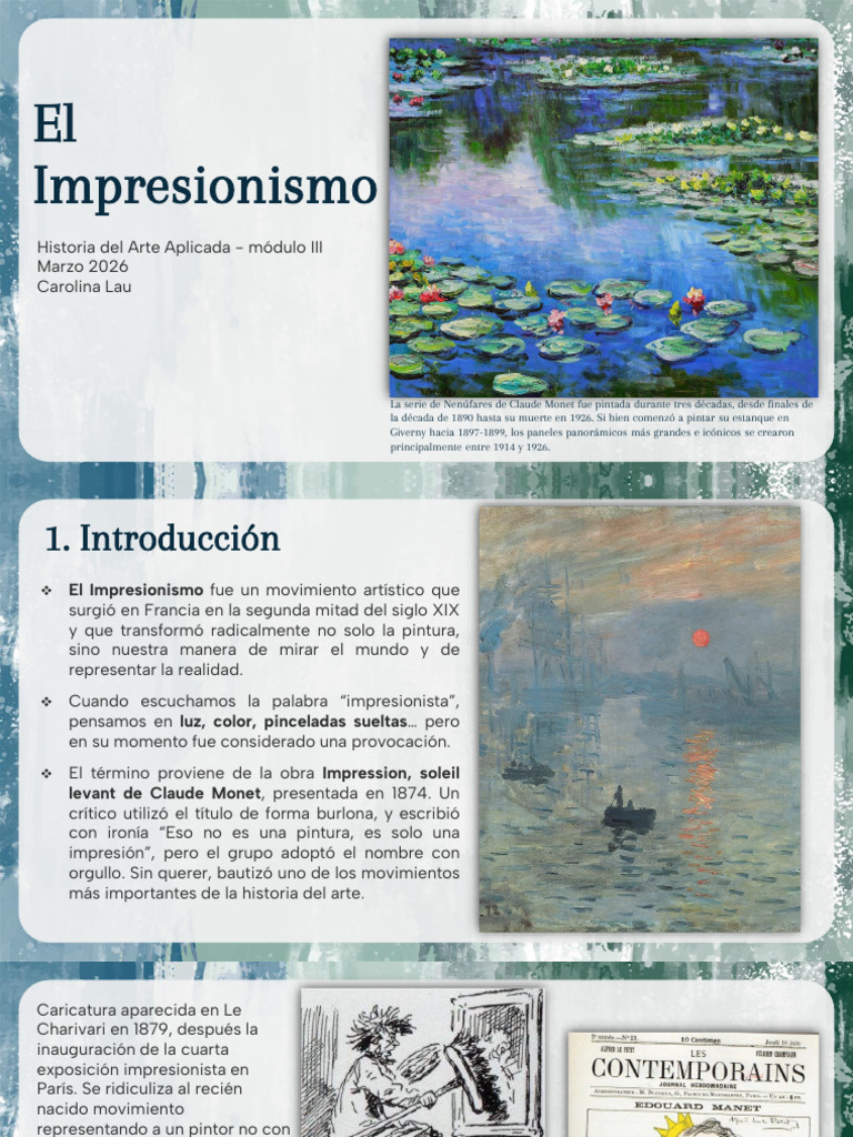 Historia en El Arte El Impresionismo | PDF | Impresionismo | Claude Monet