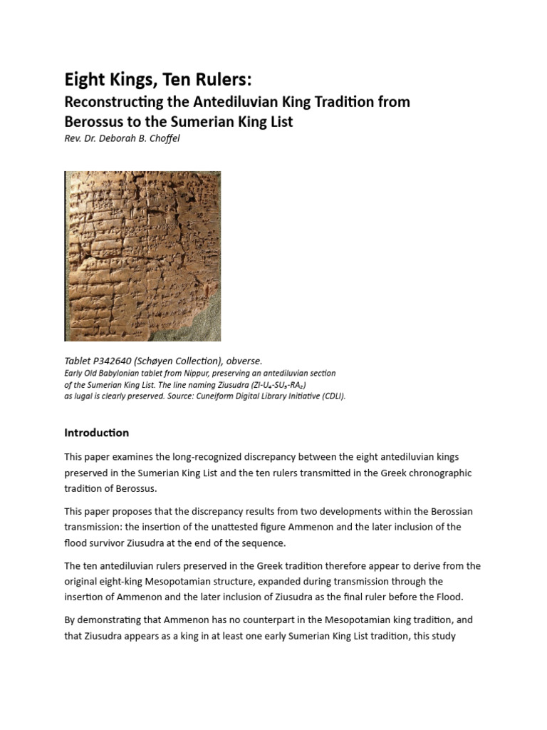 Eight Kings Vs Ten: Aligning Berossus and Sumerian Kings List | PDF ...