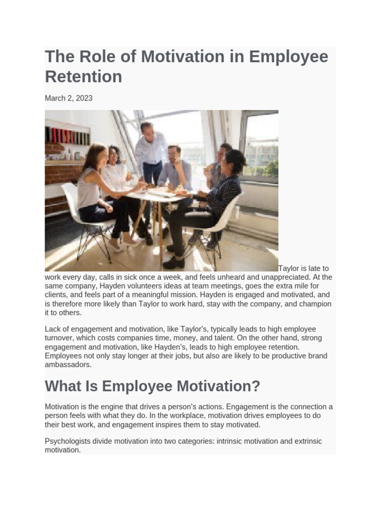 The Role of Motivation in Employee Retention | PDF | Motivation ...