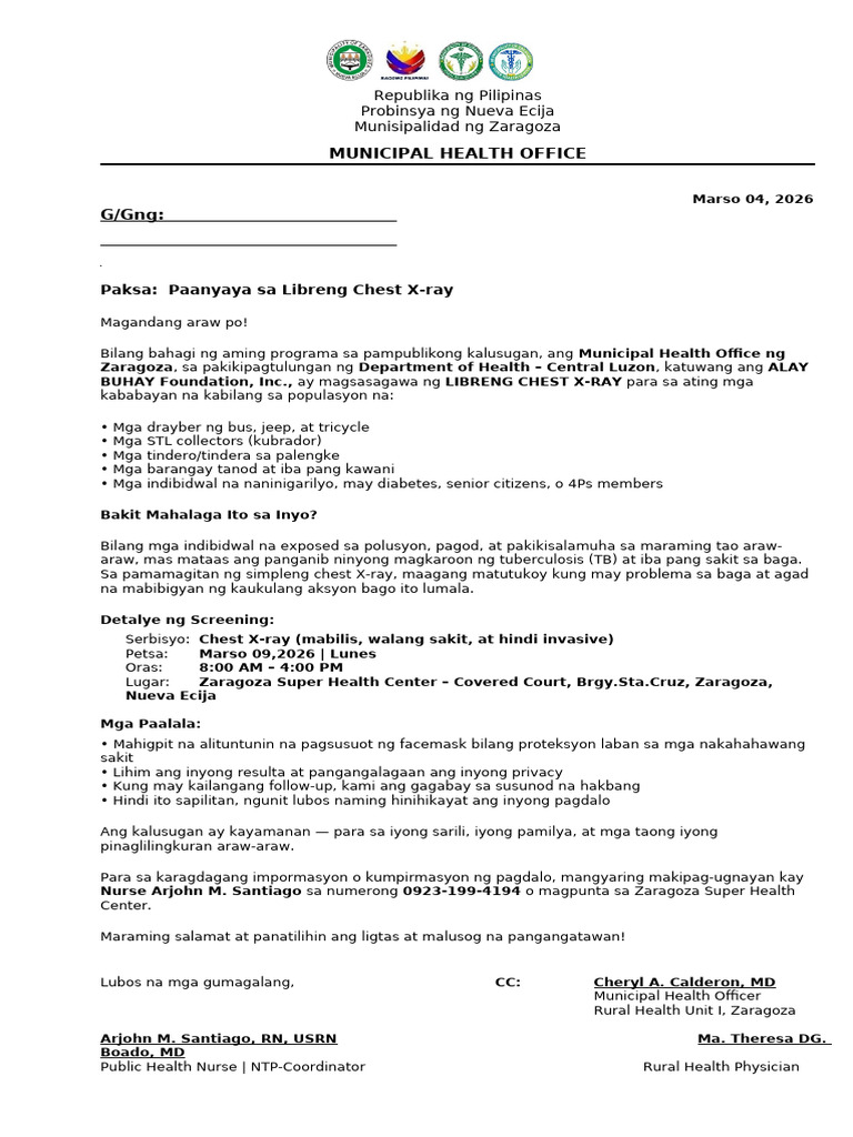 CXR Letter | PDF