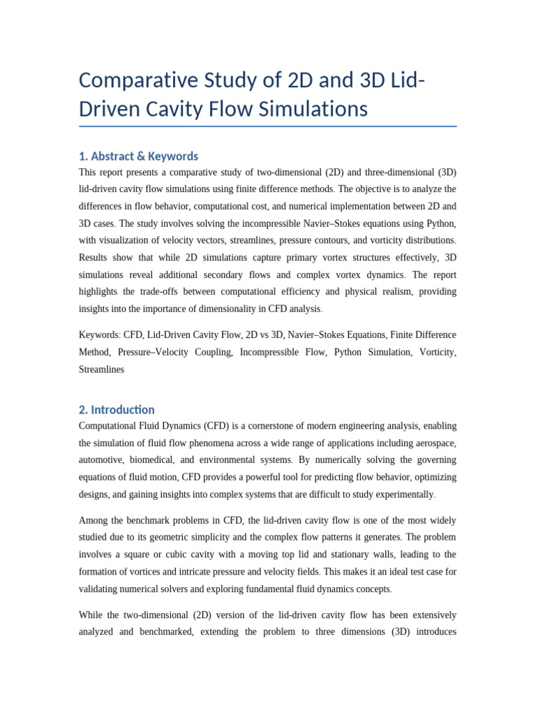 CFD 2D Vs 3D Report | PDF | Fluid Mechanics | Computational Fluid Dynamics