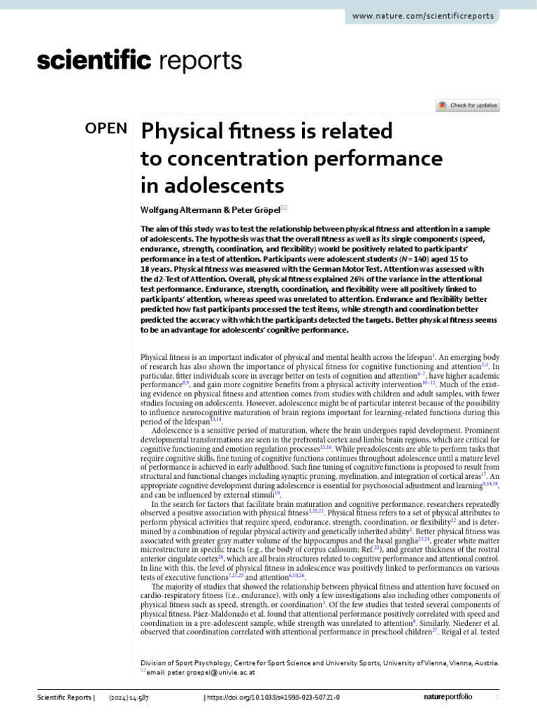 s41598-023-50721-0 | PDF | Adolescence | Physical Fitness