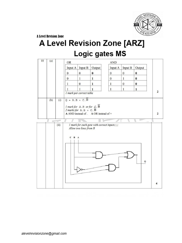 Logic Gates MS A Level Revision Zone (ARZ) | PDF