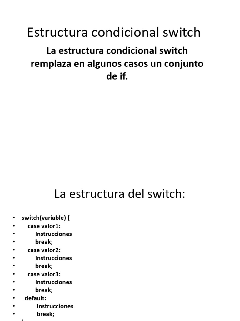 Estructura Condicional Switch | PDF