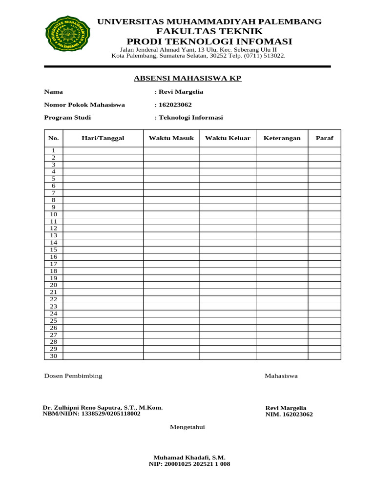 Absen Revi KP | PDF