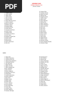 2025-2026 Class List for Boys and Girls | PDF
