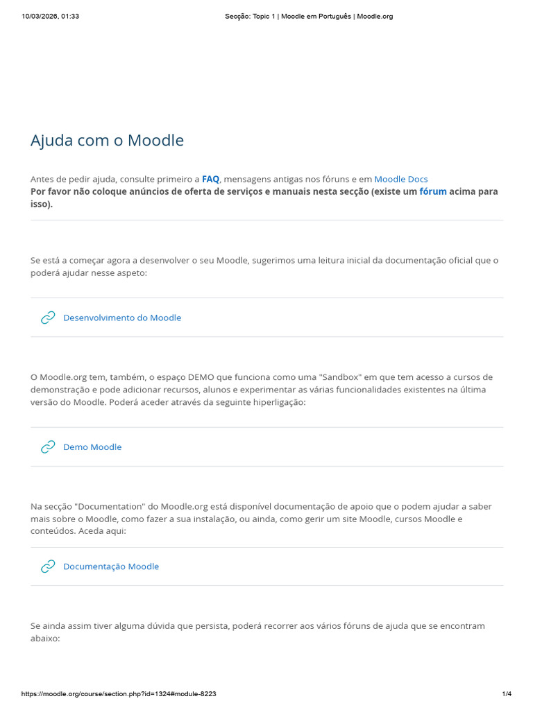 Secção - Topic 1 - Moodle em Português | PDF | Moodle