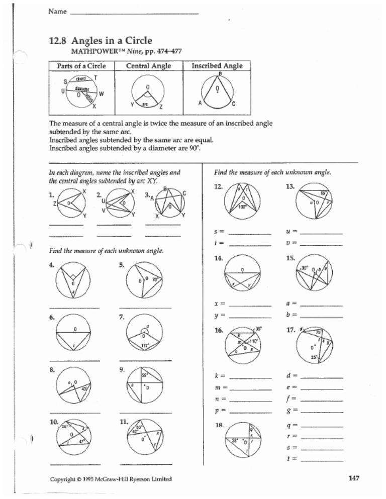 Angles in A Circle | PDF
