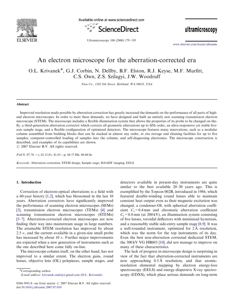 An Electron Microscope For The Aberration Correction Era | PDF ...