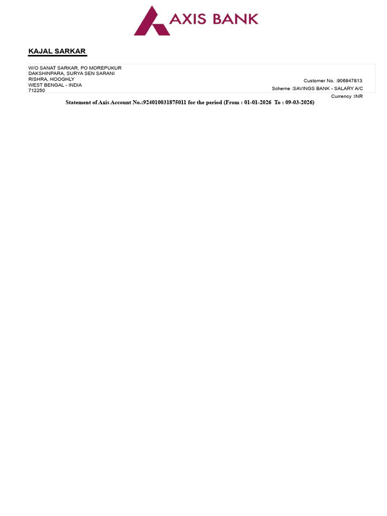 Axis Bank Statement | PDF