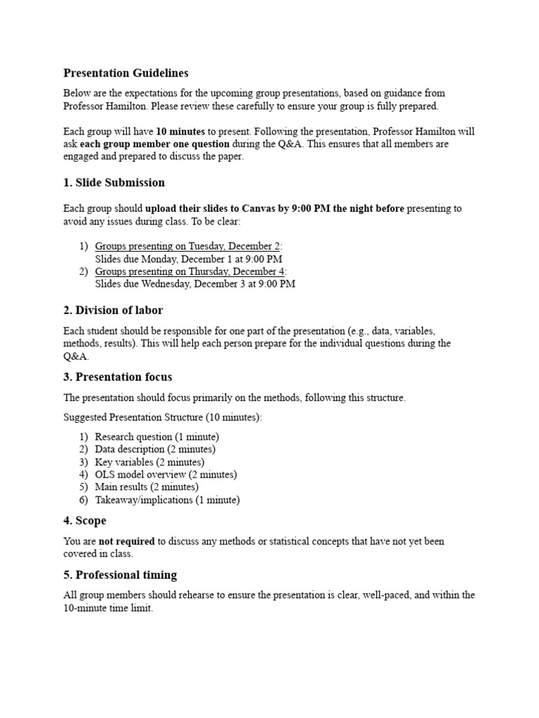 Group Presentation Guidelines_LwfYAe7 | PDF