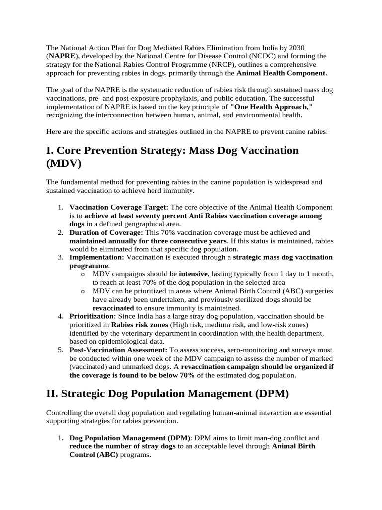 The National Action Plan For Dog Mediated Rabies Elimination From India ...