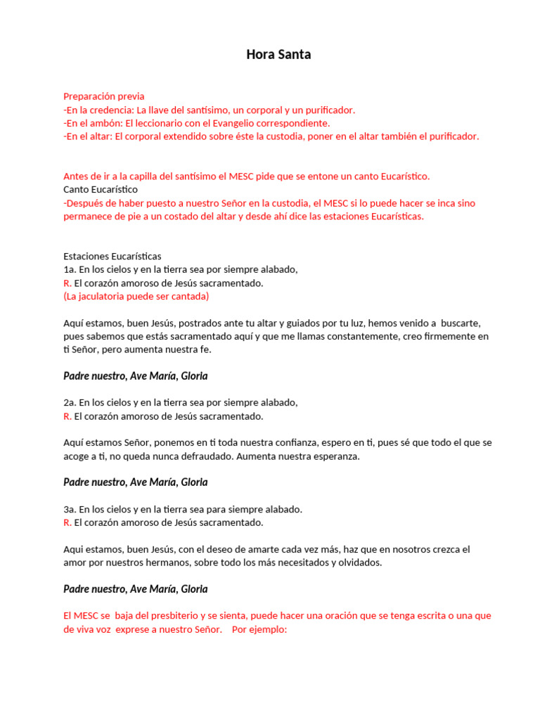 Hora Santa Editada | PDF | eucaristía | María, madre de Jesús