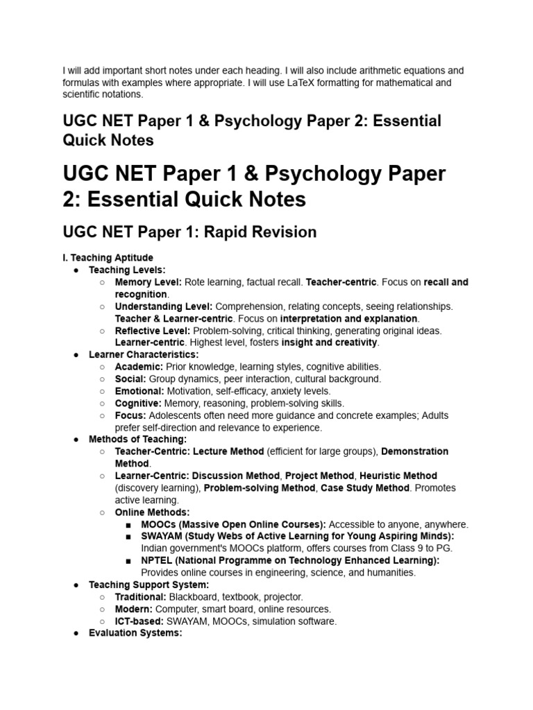 Add Important Short Notes Under Each Headings and ... | PDF ...