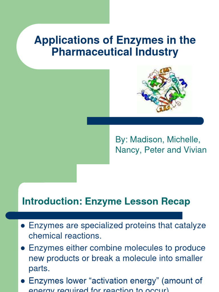 Applications of Enzymes in Pharmaceutica | PDF | Enzyme | Molecular Biology