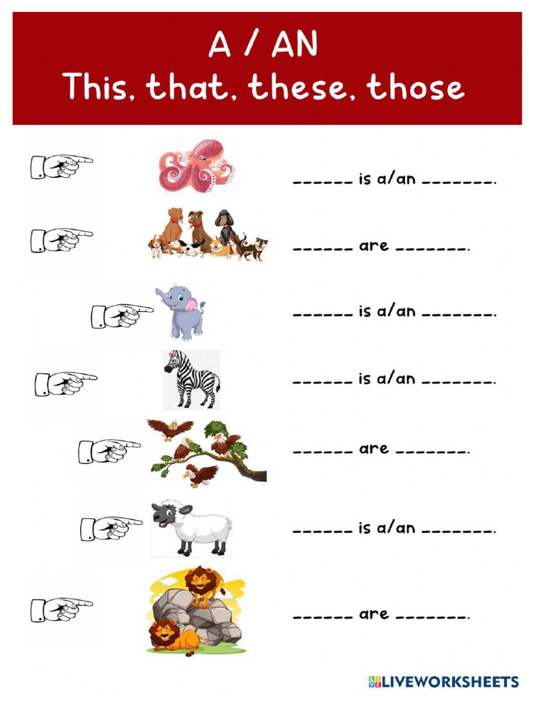 Worksheet Animals This, That, These, Those | PDF