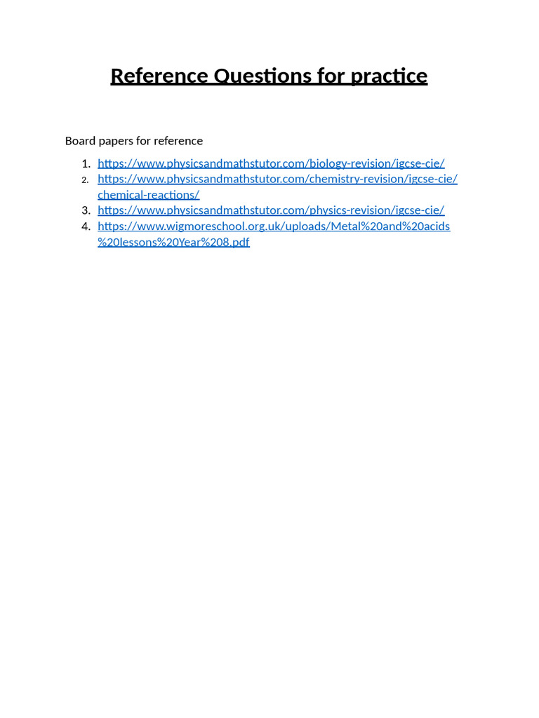 Reference Board Paper For (Science) | PDF