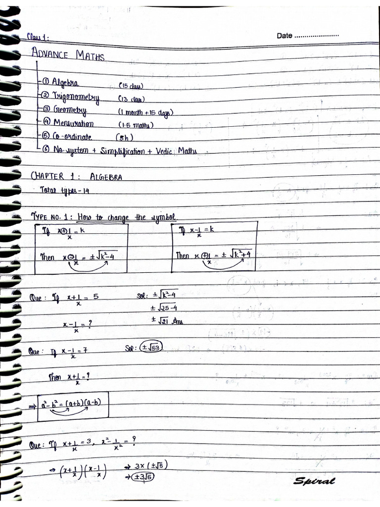 Algebra Notes | PDF