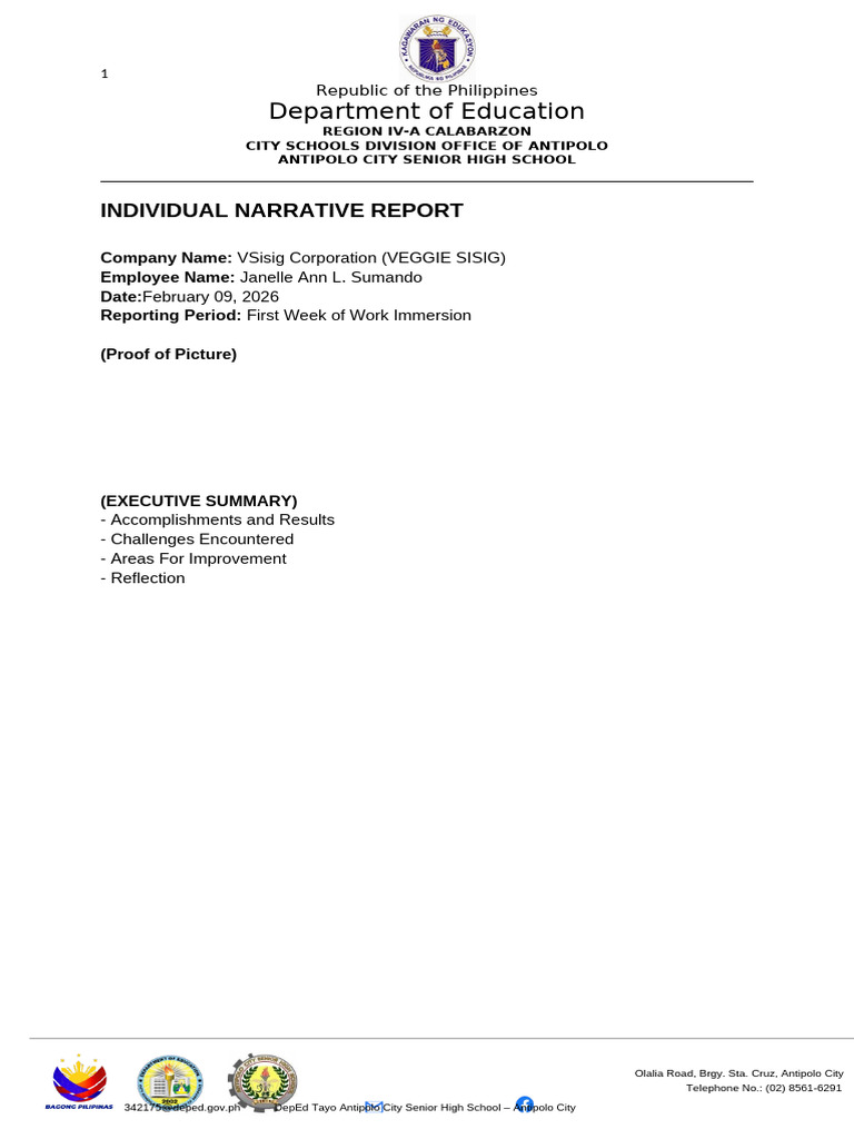 Narrative Report Template | PDF