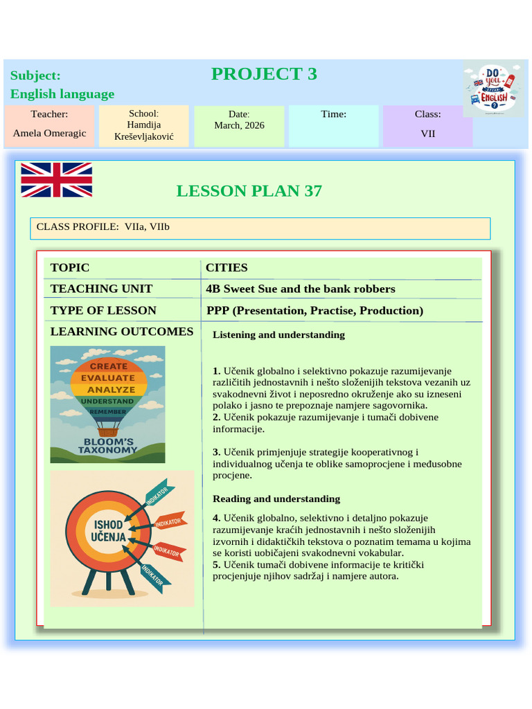 Lesson Plan-Sweet Sue and The Bank Robbers | PDF | Human Communication