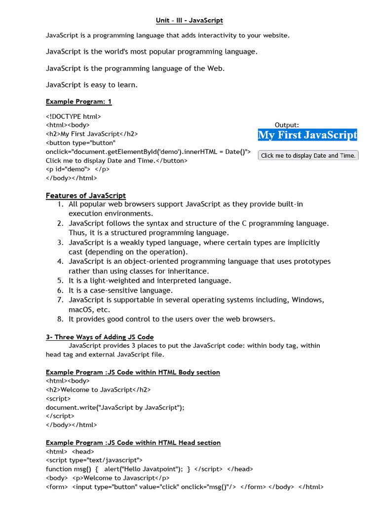 Oss - Unit 3 - Complete | PDF | Java Script | World Wide Web