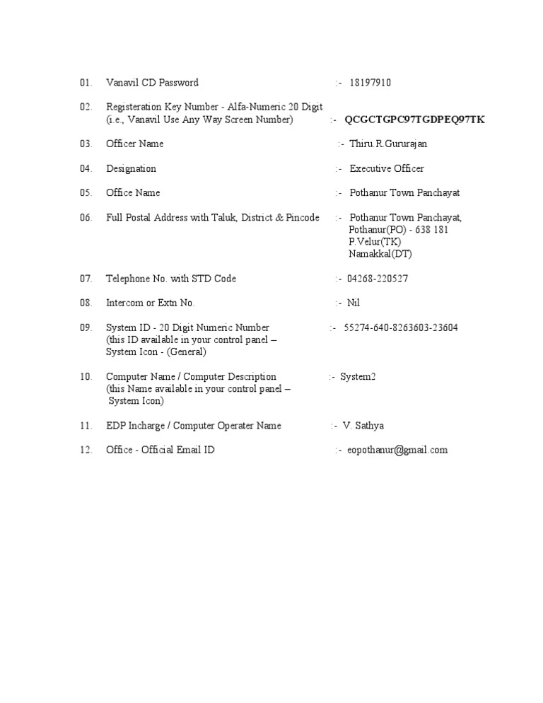 Pothanur Town Panchayat Details | PDF