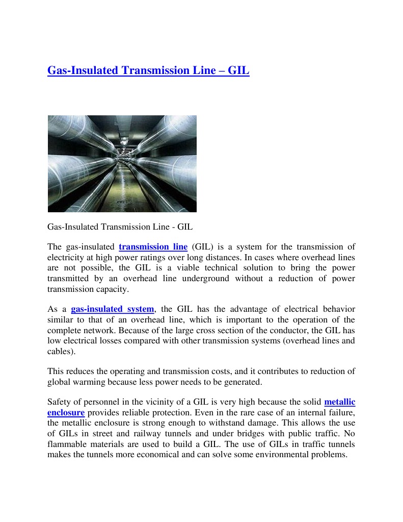 Gas Insulated Transmission Line GIL | PDF | Electric Power Transmission ...