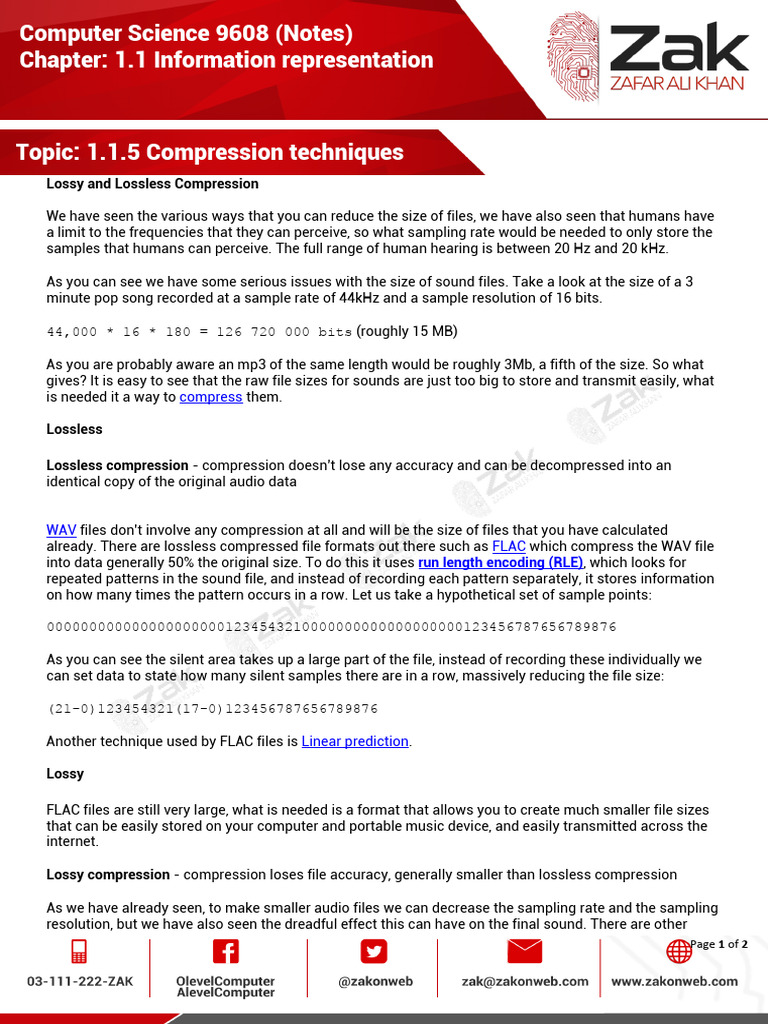 1 1 5 Compression Techniques | PDF | Data Compression | Computing
