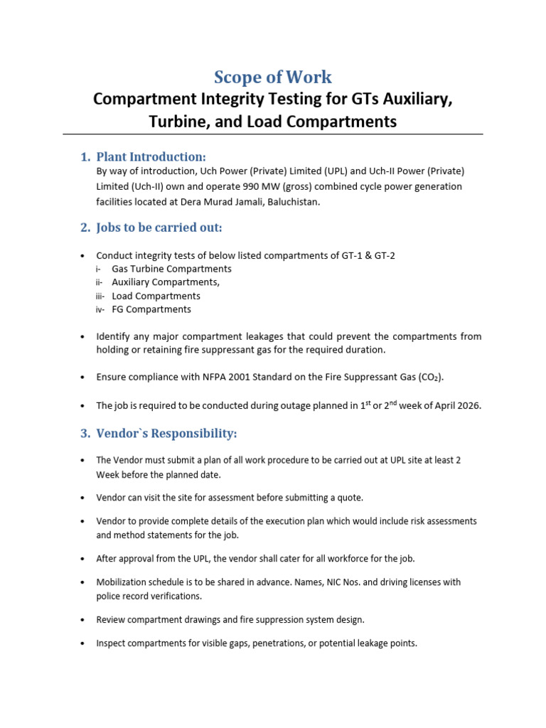 Scope of Work - Integrity Testing | PDF | Energy Technology