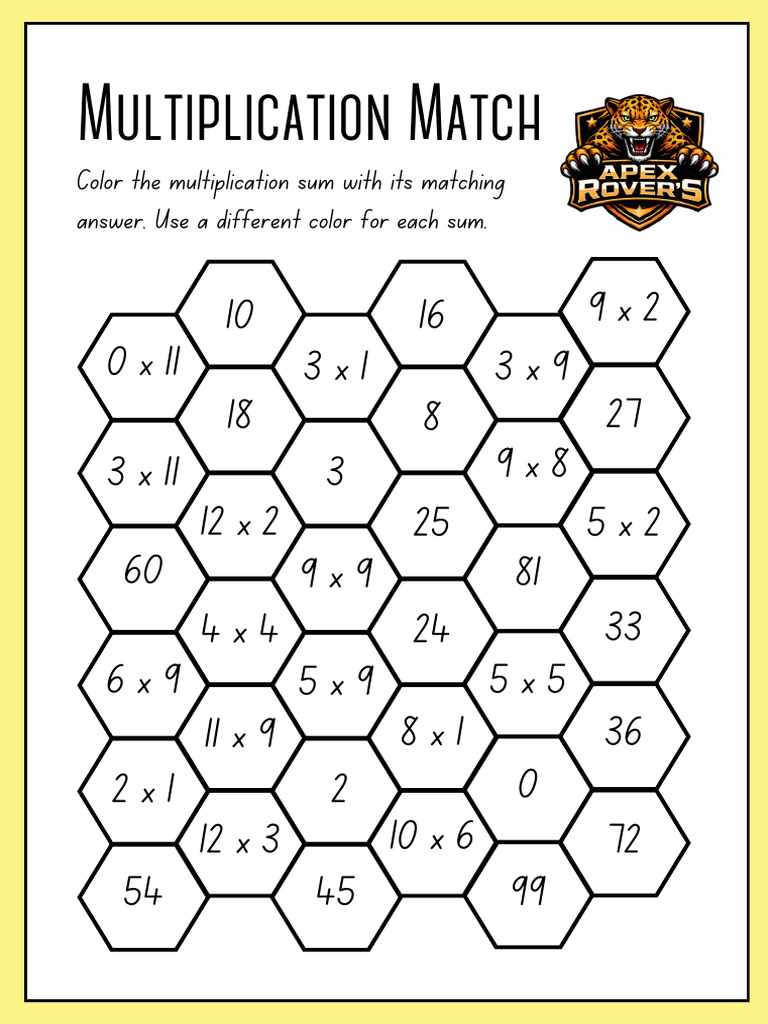 Multiplication Match Worksheet | PDF