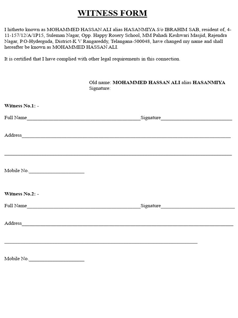 Witness Form 1 Printout | PDF
