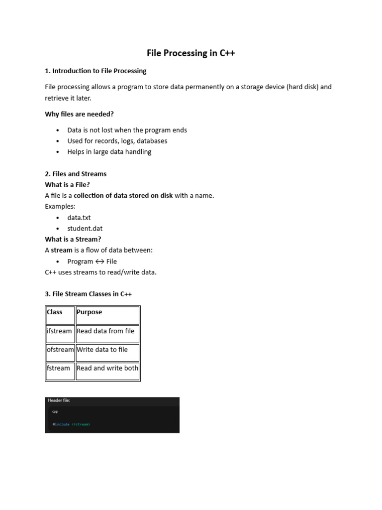 File Processing in CPP | PDF | Computer File | File System