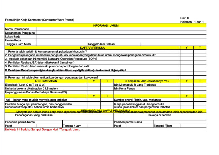 Work Permit Contractor | PDF