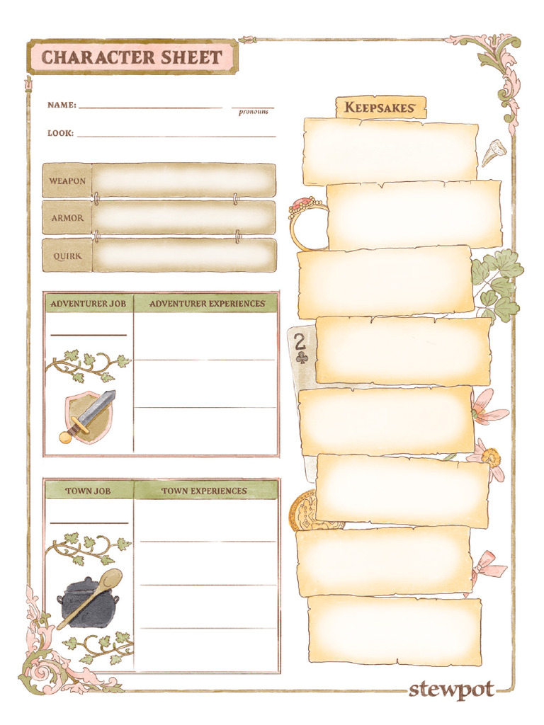 Stewpot Sheets Color Character | PDF