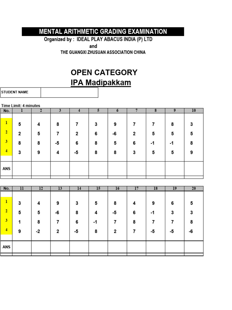 Grading Exam Model Paper - 2026 Open Category | PDF