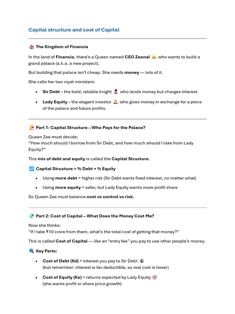 Capital Structure and Cost of Capital Summary Notes | PDF | Cost Of ...