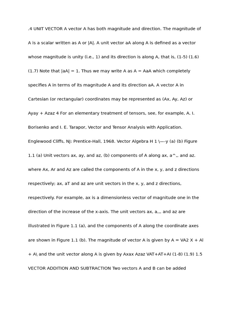 4 UNIT VECTOR A Vector A Has Both Magnitude and Direction | PDF ...