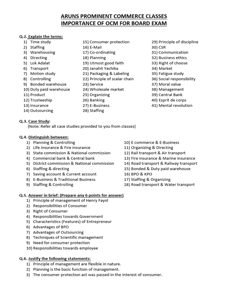 Imp Ocm Questions 260211 225452 | PDF | Entrepreneurship | Marketing