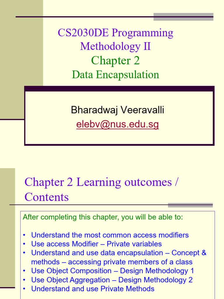 Chapter 2 Data Encapsulation v1 | PDF | Method (Computer Programming ...