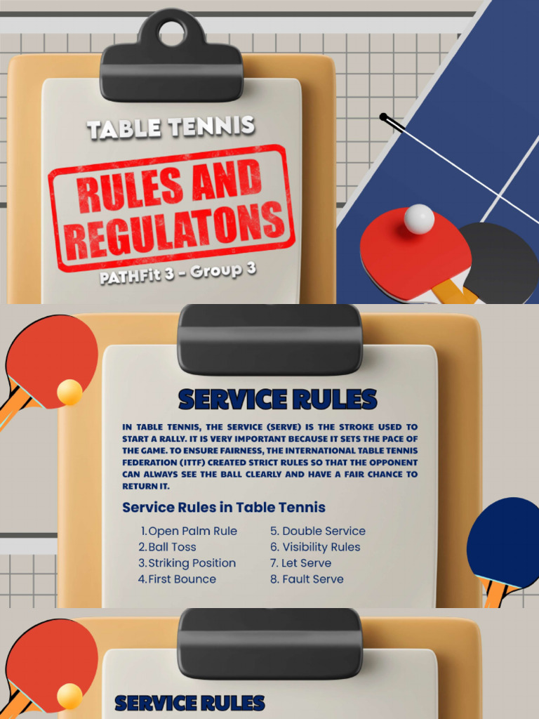 Rules and Regulations of Table Tennis ECE 2102. Group 3 | PDF