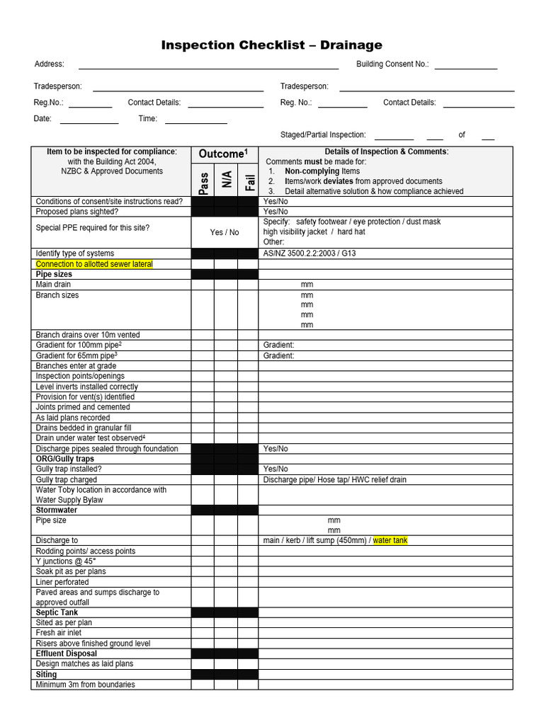 Residential Drainage Inspection Checklist | PDF | Storm Drain ...