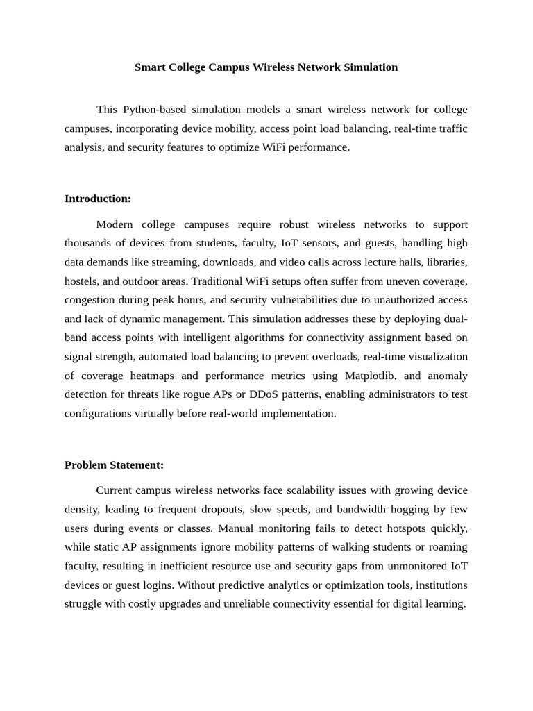 Smart College Campus Wireless Network Simulation | PDF | Computer ...