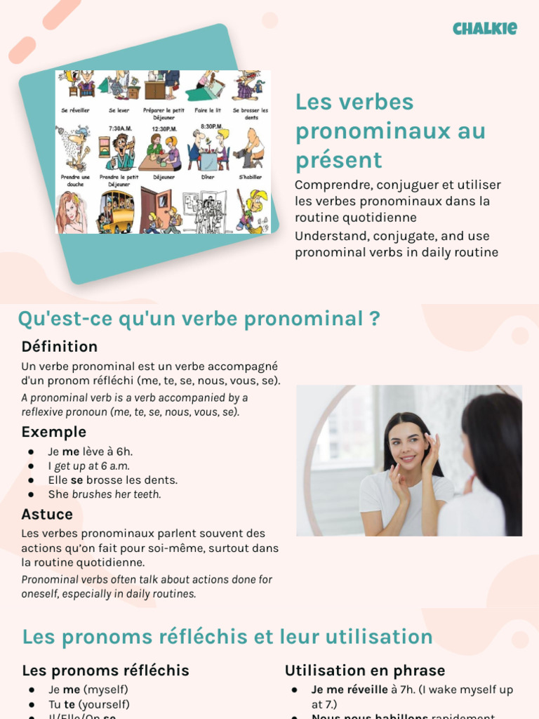 Les Verbes Pronominaux | PDF | Mécanique du langage | Conjugaison