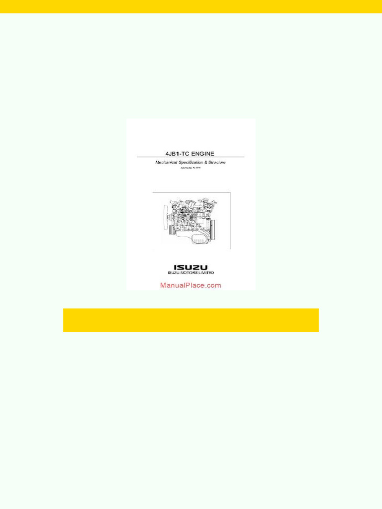 Isuzu Truck 4jb1 TC Engine Mechanical Specification Structure | PDF ...