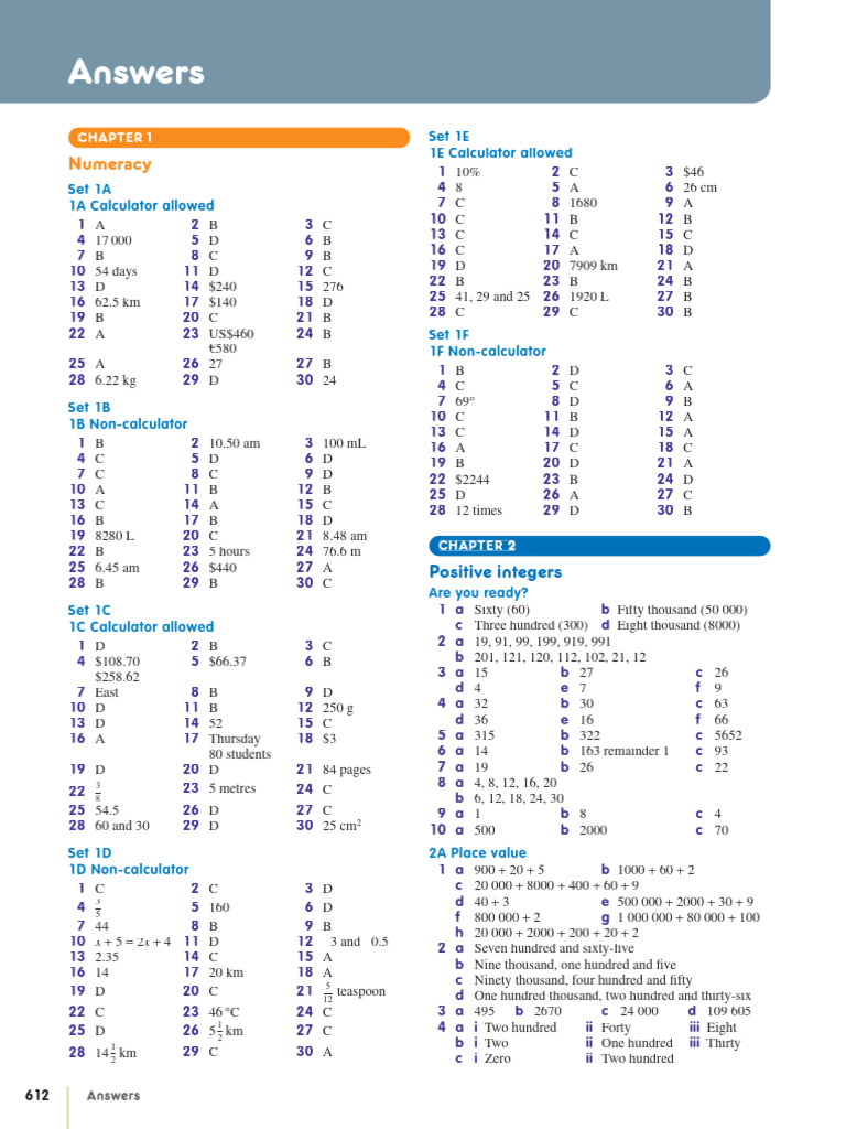 Maths Quest 7 - Answers | PDF | Numbers | Discrete Mathematics