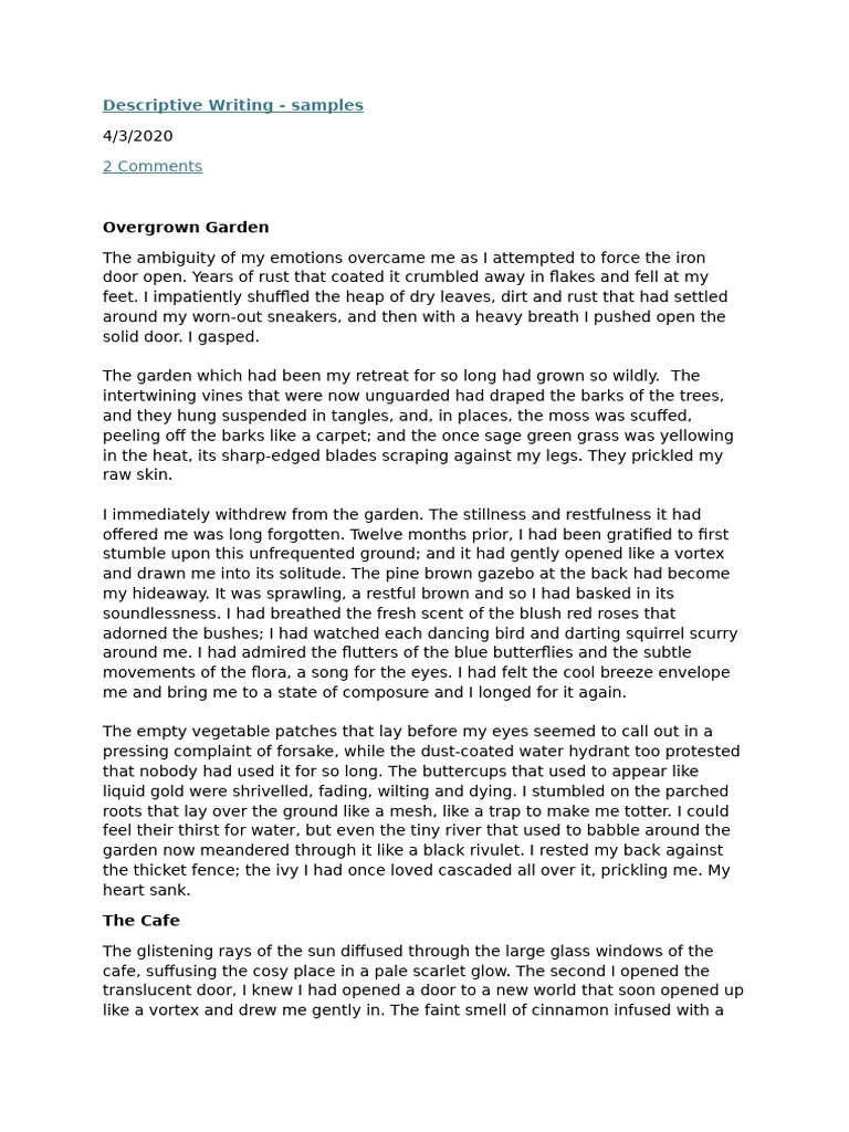 Descriptive Writing | PDF