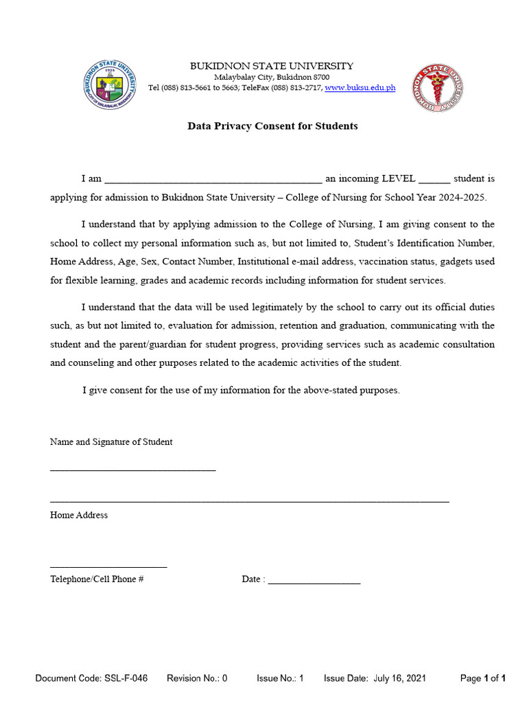 2023 Data Privacy Form | PDF